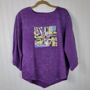 Michael Leu Vintage Purple collection wearable Art Shirt Women's SZ Medium